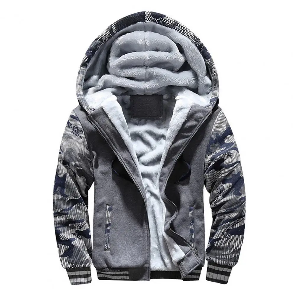 

Men Winter Coat Camouflage Thicken Hooded Highly Warm Fleece Casual Hooded Jacket Men Parka Coat