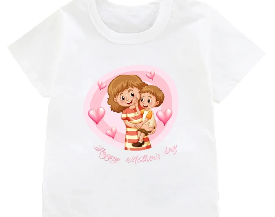 

Funny Happy Mother’S Day Printed Children Tshirt Girls Flower T Shirt Baby Short Sleeve Mom Day For Boys White Tops