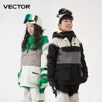 VECTOR Ski Wear Children Hooded Sweater Reflective Boys and Girls Ski Wear Thickened Warmth Waterproof Ski Equipment Ski Jacket