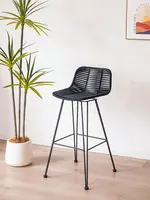 MOMO Scandinavian Rattan High Chair Outdoor Rattan Bar Stool Front Desk Chair Rattan High Chair Leisure Balcony Chair Bar Stools 4