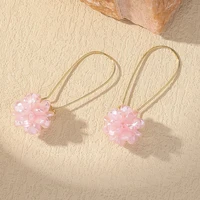 2PC Women’s Fashion Trend DIY Pearl Petal Ball Earrings Outdoor Travel Carnival Banquet Party Holiday Dressing Gifts
