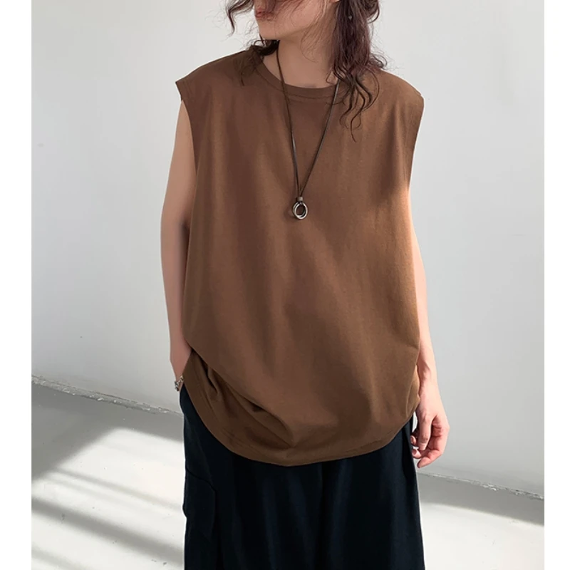 

2024 Summer New Kam Shoulder Basketball Sweatshirt Sports Tank Top Men's Sleeveless Cotton T-shirt Loose Trendy Large Solid Colo