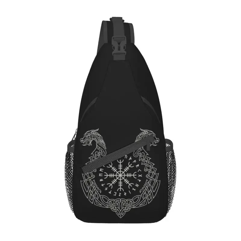 

Viking Helm Of Awe Sling Chest Bag Custom Norse Compass Crossbody Shoulder Backpack for Men Cycling Camping Daypack