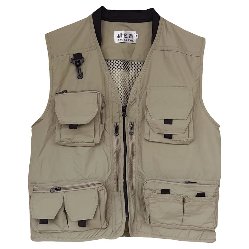 야외 낚시 조끼 다용도 트렌디 조끼 남성용 지퍼 멀티 포켓 메쉬 조끼 여름 작업..