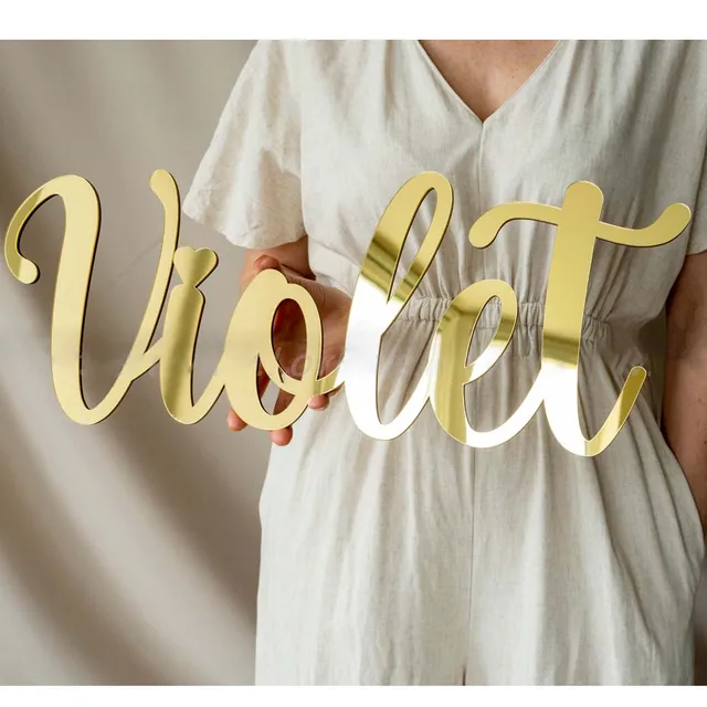 CUSTOM ชื่อเด็กป้ายส่วนบุคคลกระจกอะคริลิค Baby Shower ชื่อ Sign Nursery Decor งานแต่งงาน Plaque Store ป้ายของขวัญ 1