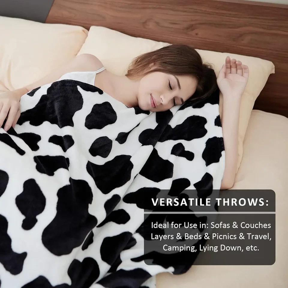 Coperta con stampa mucca, regalo mucca per donne, ragazze, bambini, coperte da tiro in morbida flanella di pile occidentale per divano letto  15