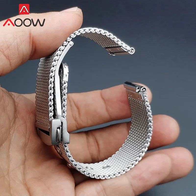Alça Milanesa para Omega Seamaster Homem 007 Quick Release Malha Loop Aço Inoxidável Fivela Dobrável Pulseira de Relógio de Metal 20 mm 22 mm - Image 6