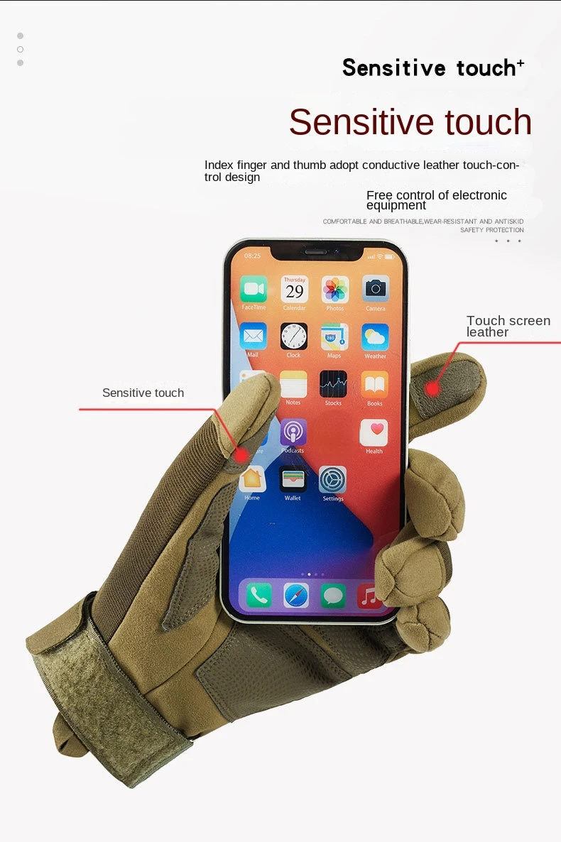 1 pair Winter Men Tactical Gloves Thick wear-resistant Full Finger Gloves Touch Screen Waterproof Sport Motorcycle Gloves Hot