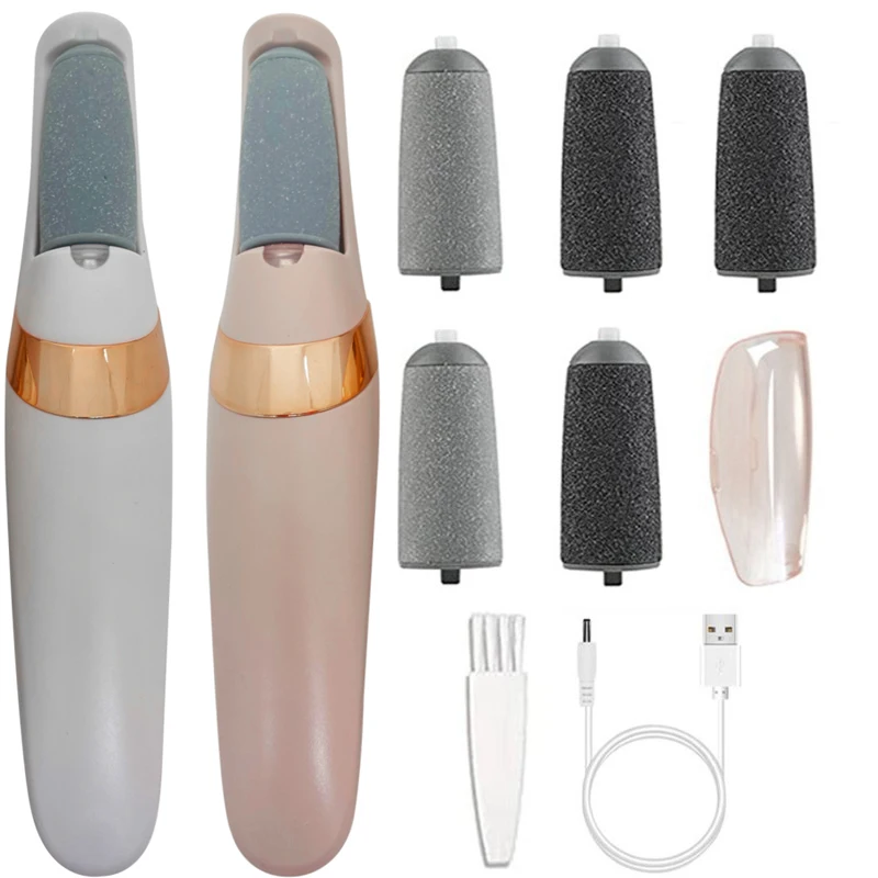 

Electric Foot File Grinder Dead Dry Skin Callus Remover USB Rechargeable Feet Pedicure Tool With 2 Replaceable roller heads