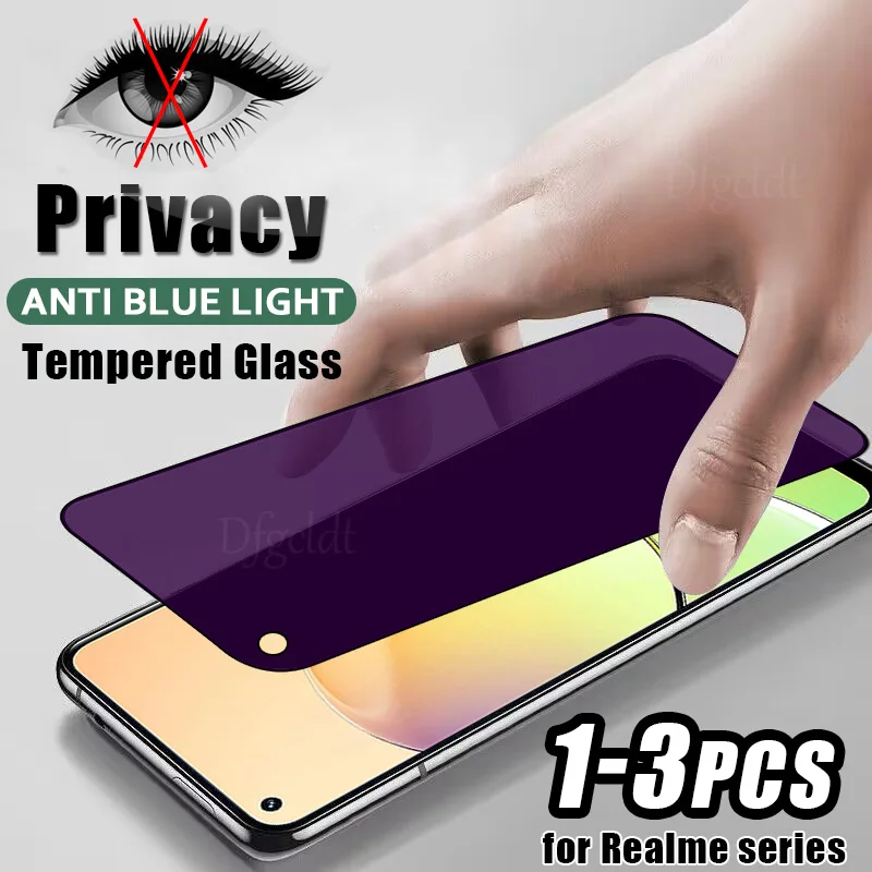 

Anti-spy Blue Light Tempered Glass For Realme 10 11 12 Plus 11X 12X Privacy Screen Protector For Realme GT5 GT3 GT2 Pro Glass