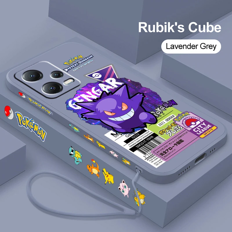 Pokemon Mewtwo Gengar Lucario Liquid Left Rope Per Xiaomi Redmi Note 13 12 12S 12R 11 11T 11S 10 10S Pro Plus 5G Cover