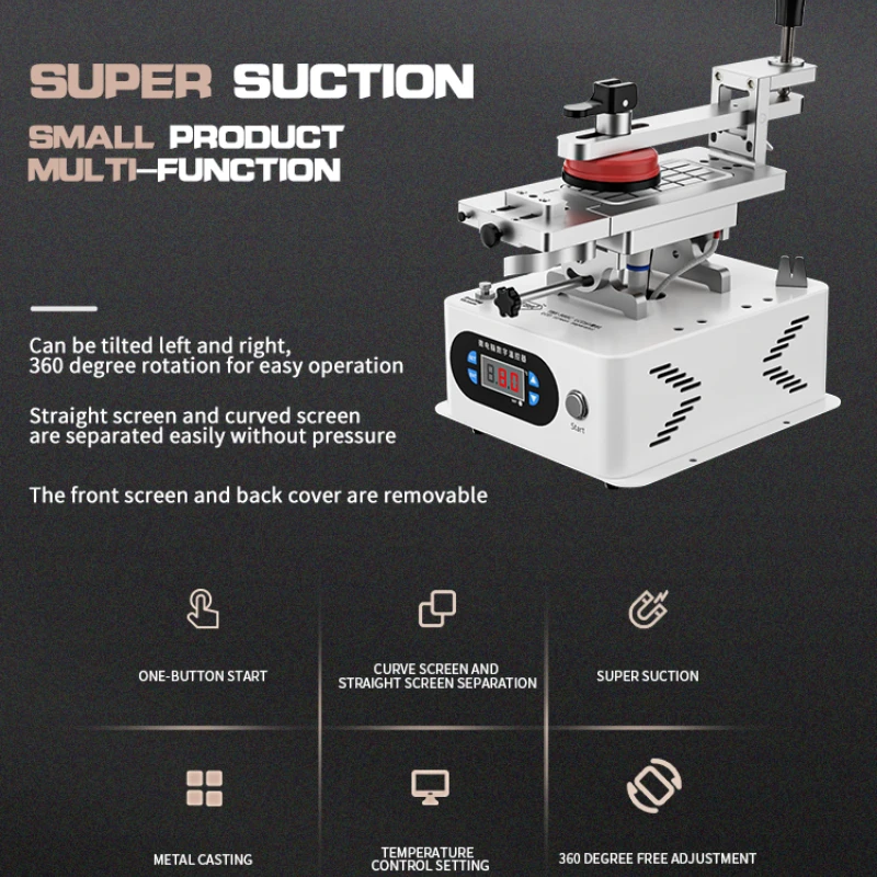 

TBK 988C double pump vacuum separator,mobile phone curved screen flat screen LCD/frame separation,constant heating,360° rotation