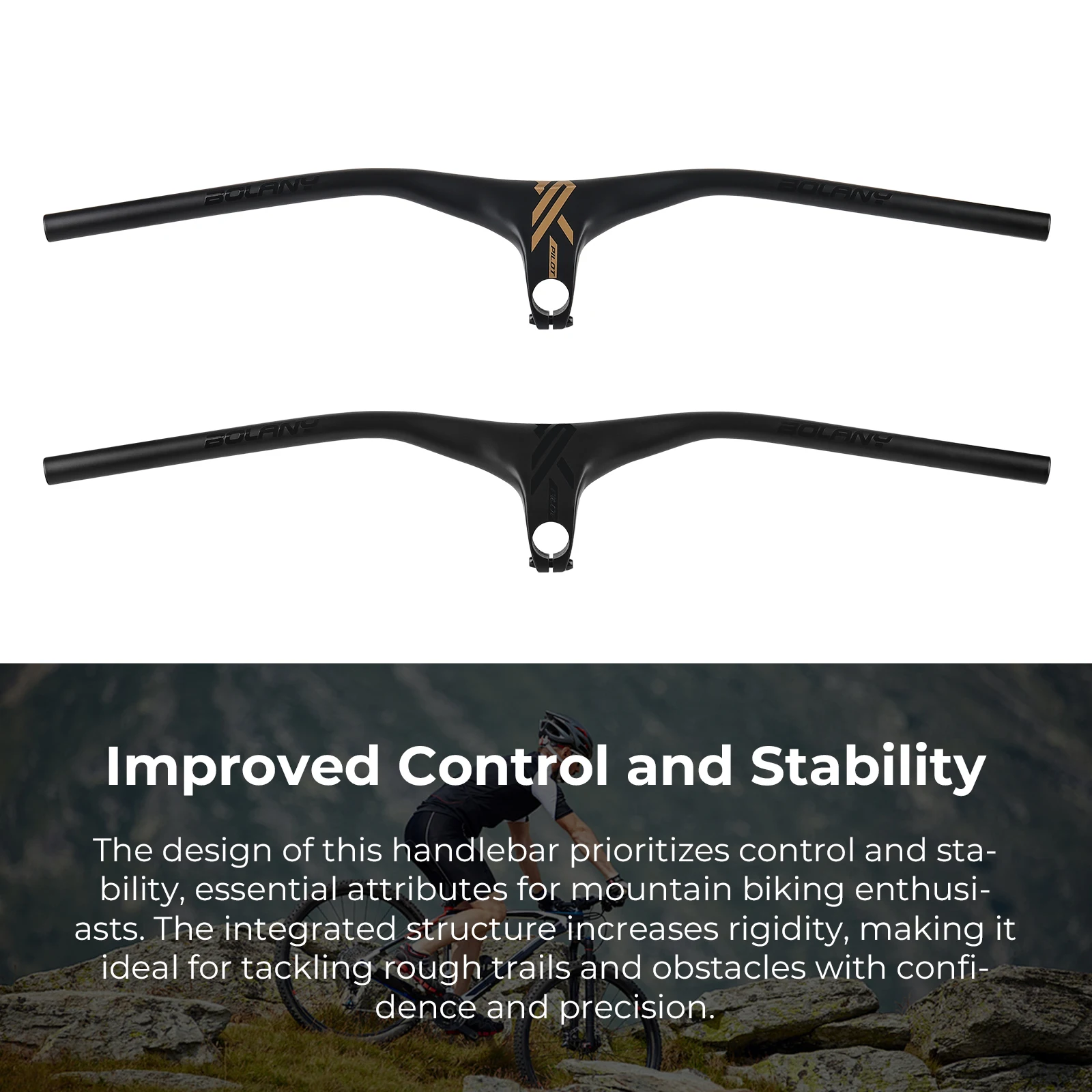 BOLANY Mtb Handlebars Integrated Handlebar 775x90mm For Mountain Bike Reduce Resistance Aluminum Alloy Bike Handlebar 28.6mm