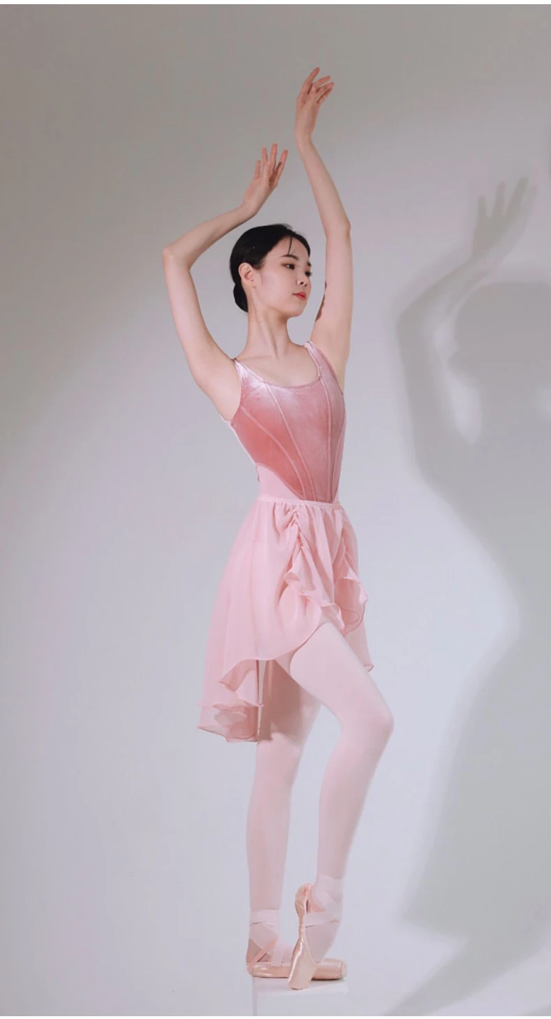 Ballett Tanz Tutu Rock für Frauen Yoga Kunst Prüfung Tanz Übungs kleidung weibliche einteilige Gymnastik Chiffon Röcke – Detail 12