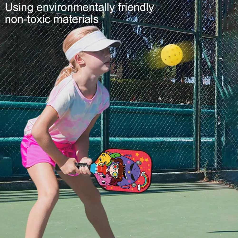 Kids Pickleball Paddle Cartoon Print Lightweight Glass Fiber Children Pickleball Racket Accessories Tennis Racket