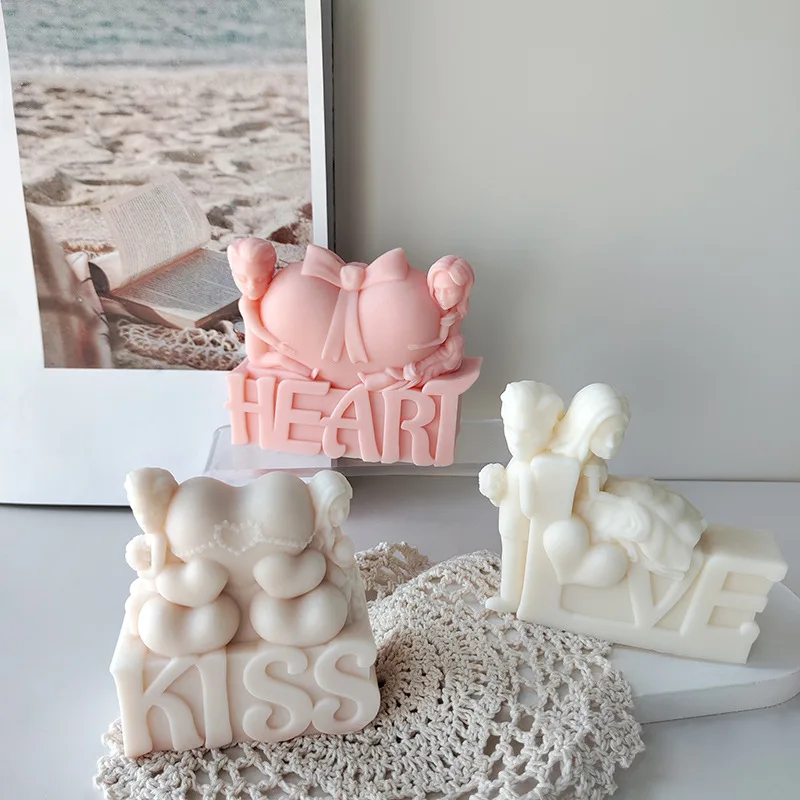 Heart Rose Silicone Candle Mold Kiss Love Soap Resin Mould DIY