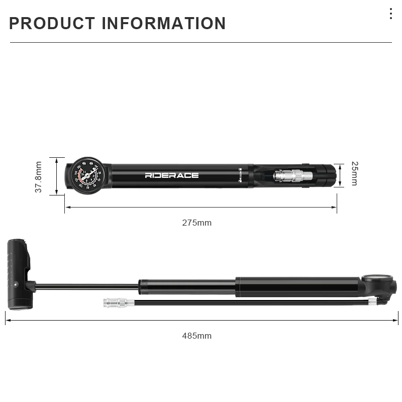 High-Pressure Bike Pump with Gauge 6