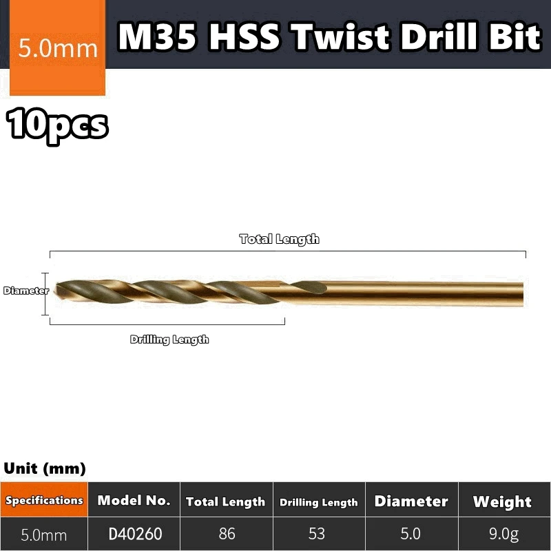 1mm-14mm 1pc/10pcs Cobalt Drill Bits For Metal Wood Working M43 HSS Co Steel Straight Shank 1-13mm Tw-ist Drill Bit Metalworking image 37