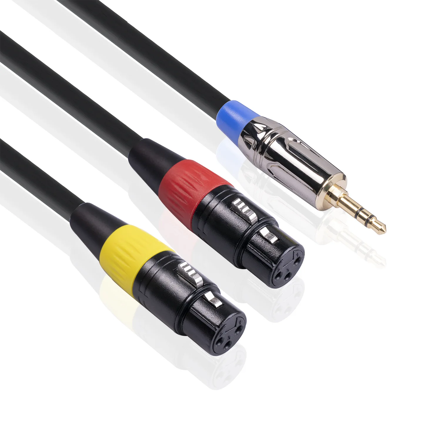 2022 New 3.5mm Stereo Jack Male to Dual XLR Female OFC Aux Audio Cable Foil+Braided Shielded  3m