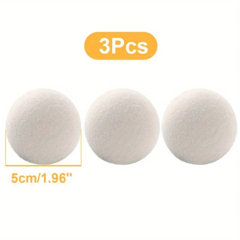 3pcs Laundry Ball Premium Reusable Wool Drying Balls Laundry Essentials for Soft Clothes Anti-Static Washing Machine Accessories