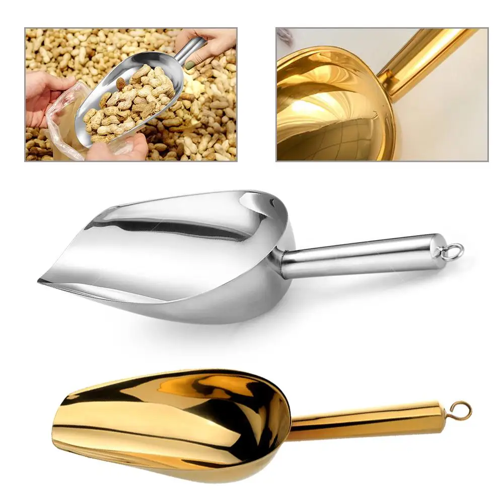 1&times; Shovel Candy Ice Cube Silver/Gold Flour Colorful Spoon Stainless Steel Scoops et Tool Kitchen Accessories