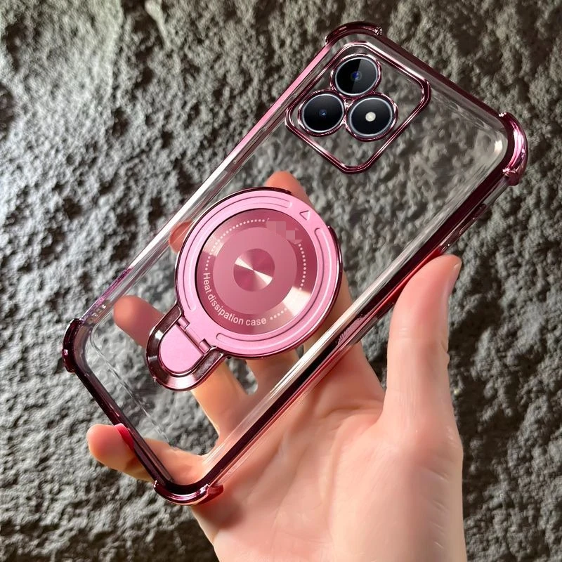 Luxury Transparent Electroplated Magnetic Stand Case - Shockproof Cover with Magsafe Compatibility