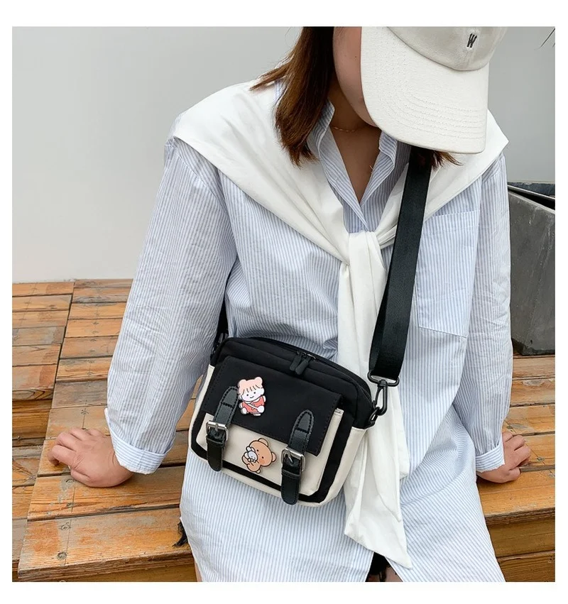 Winter Canvas Women's Bag Fashion Belt Decorative Cloth Bag Korean Style One-shoulder Diagonal Small Bungy