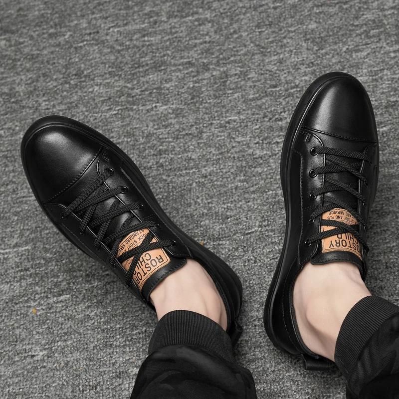 

2024 High Quality Men's Lace Up Simple and Fashionable Casual Sneakers Spring New Men's Comfortable Cowhide Casual Leather Shoes