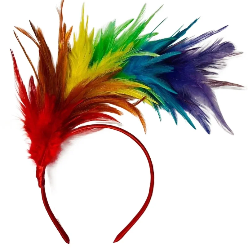 Women Colorful Feather Hair Hoop Fashion Headband Hair Bands Girls Head Jewelry 1