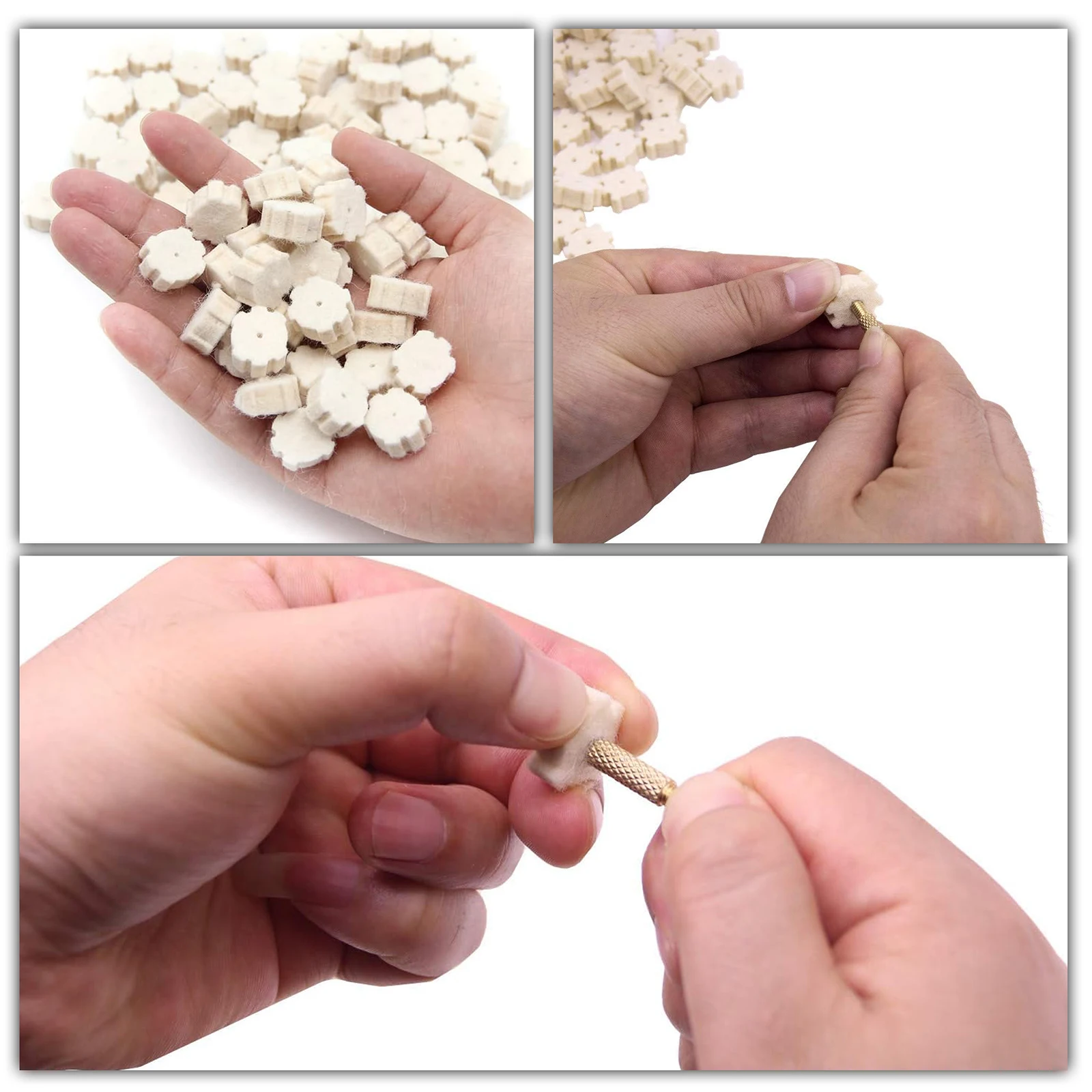 Chamber Mop Cleaning Pads Star Wool Felt Adapter Gun Brush Cleaning Kit For .22Cal 5.56mm .30Cal 7.62mm .223 caliber 50pcs
