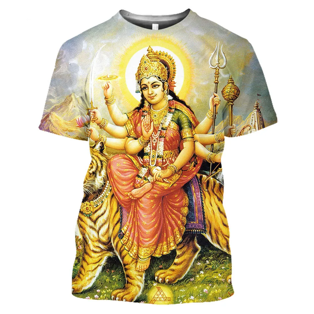 Hindu Lord God Shiva T-Shirt Brahma 3D Print Induism Vishnu Men Manica Corta Sleeve Mythus Cosplay Cool Tees Tops