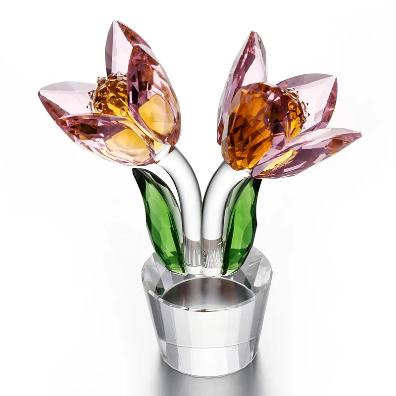 

Хрустальные тюльпаны, цветочные украшения, стеклянные фигурки, украшение для дома и офиса, миниатюры, подарок на день Святого Валентина и свадьбу