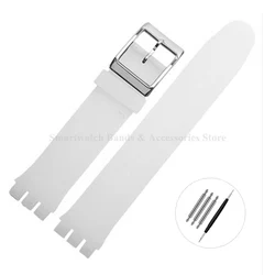 Silicone Waterproof Watch Strap with Silver Pin Buckle - 19mm (Translucent)