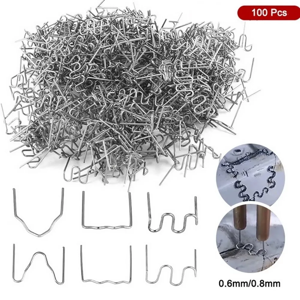 100PCS 0.6/0.8mm Hot Stapler Staples For Car Bumper Repair Welding Machine Plastic Welder Automotive Repair Machine Welding Wire kdhc 32 6 10 rotary welding machine welder switch 32a 6 phases 10 positions universal changeover cam switches