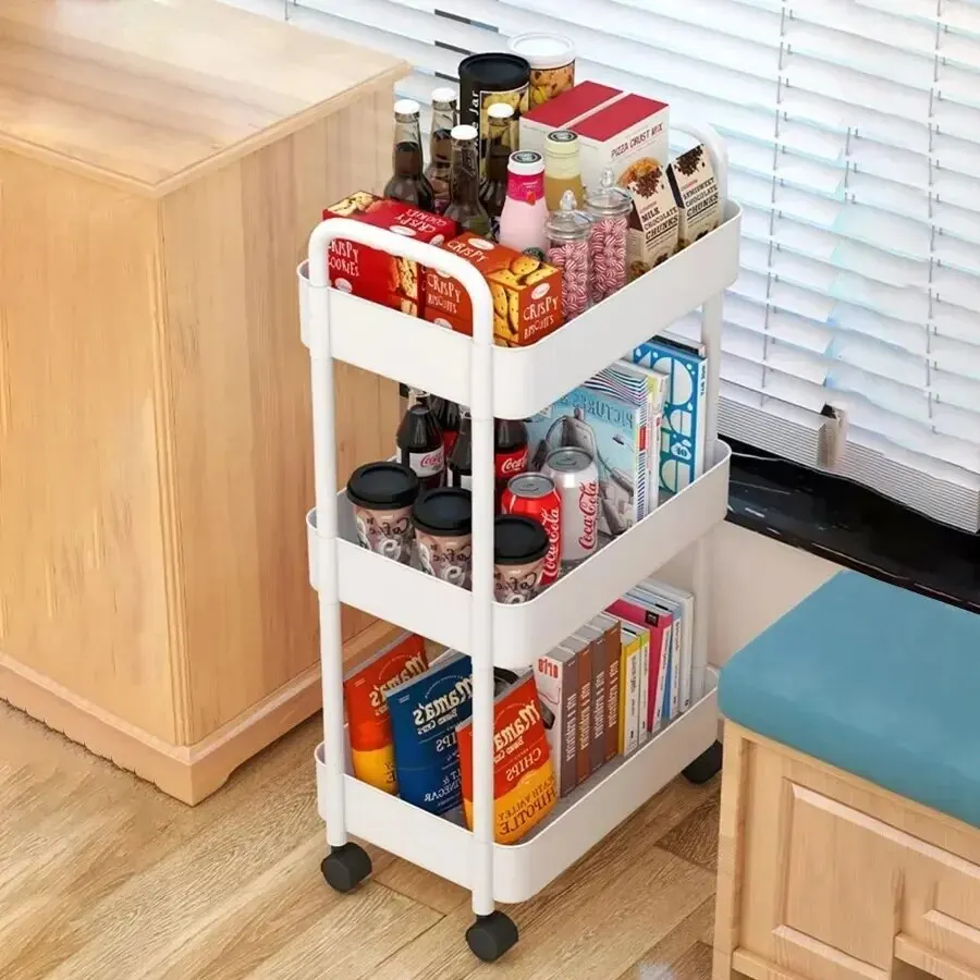 Household Multi-layer Small Cart Storage Rack Floor To Floor Kitchen Bedroom Bathroom Storage Rack Storage Rack With Wheels