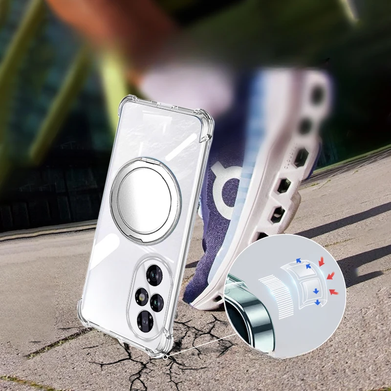 Shockproof Clear Silicone Magnetic Ring Holder Case