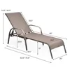2 Pieces Outdoor Patio Lounge Chair Chaise Fabric with Adjustable Reclining Armrest, Adjustable Outdoor Chaise 5