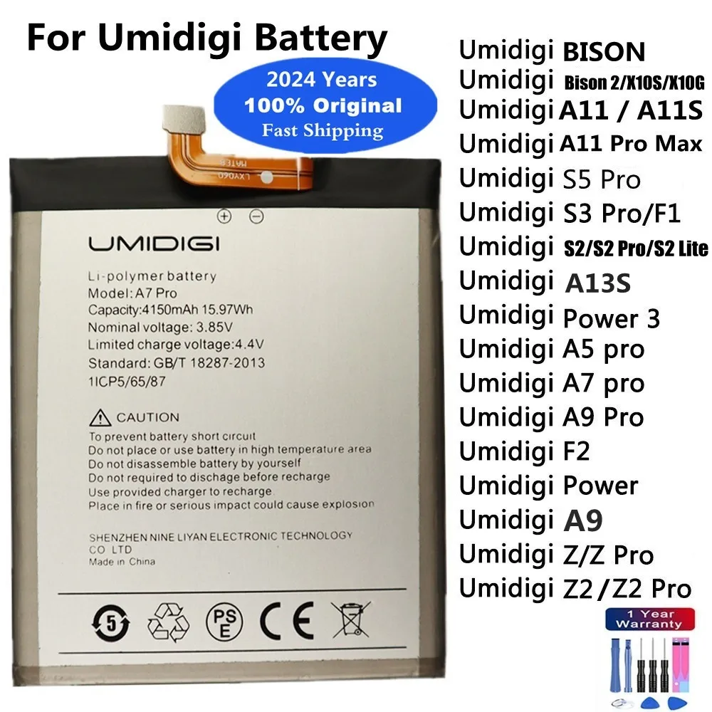 

2024 Original Battery For UMI Umidigi Bison GT2 X10S X10G F2 Power 3 S2 Lite Z2 S3 S5 Pro A5 A7 A7S A9 Pro A11S A13S A11 Pro Max