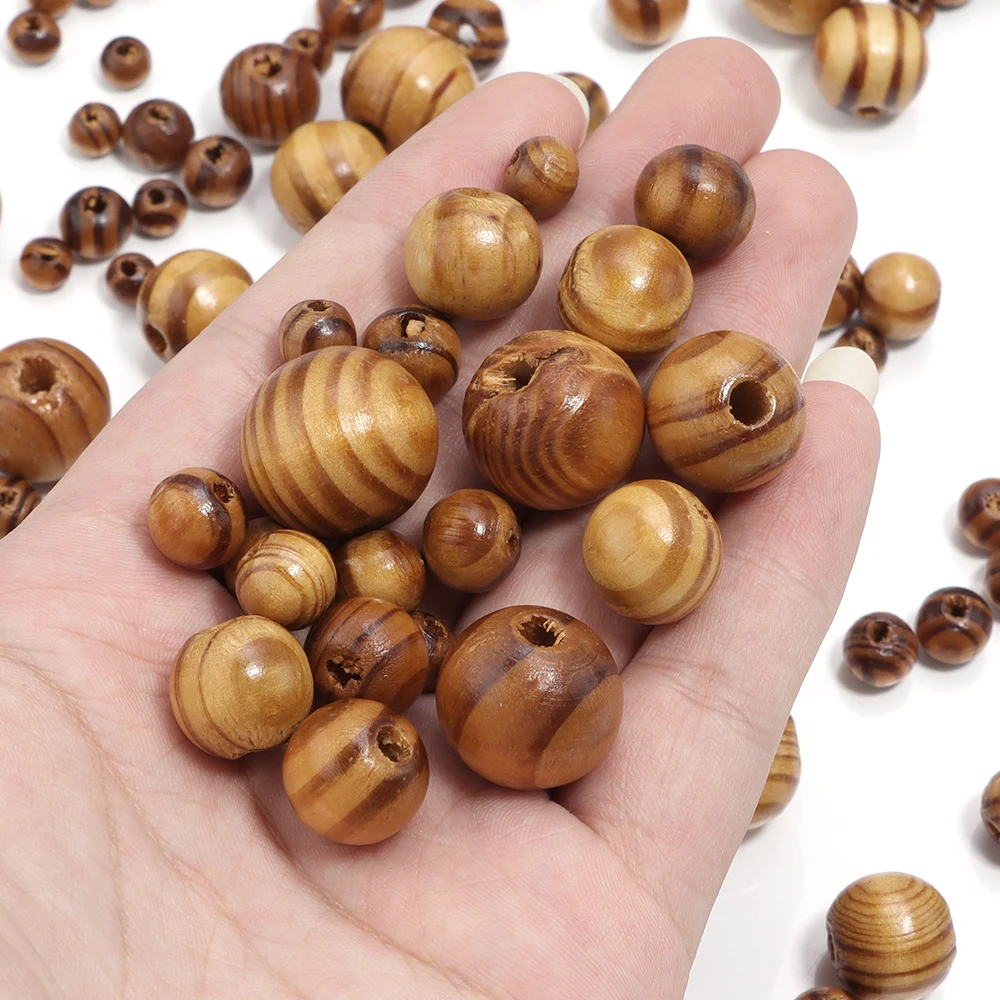 50 ~ 200 pezzi di perline di legno colore 8/10/12 mm distanziatore a sfera rotonda perline perline di legno naturale per la creazione di gioielli braccialetto fai-da-te alla ricerca-verde menta
