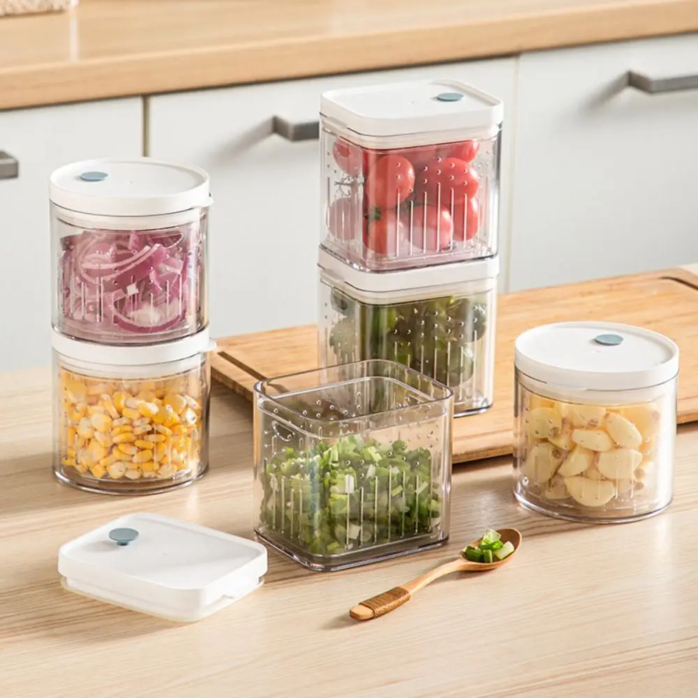 Refrigerator Seasoning Box Ginger Garlic Fruit Drain sealed tank Plastic Sealed Charcuterie Container for Kitchen picnic