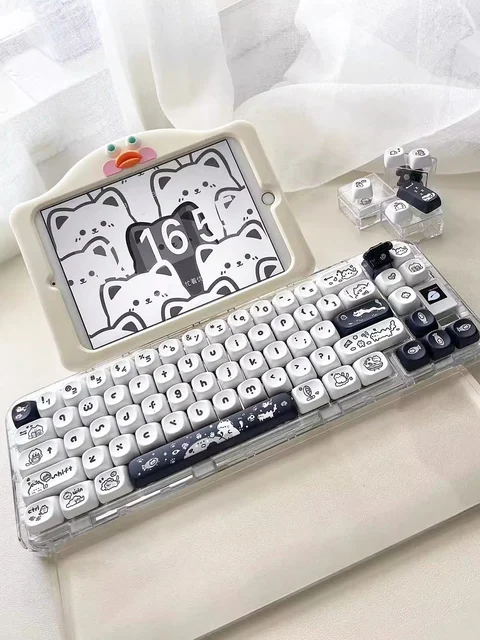 Kit de atualização para jogos com teclado mecânico PBT de Halloween com gato  preto assustador