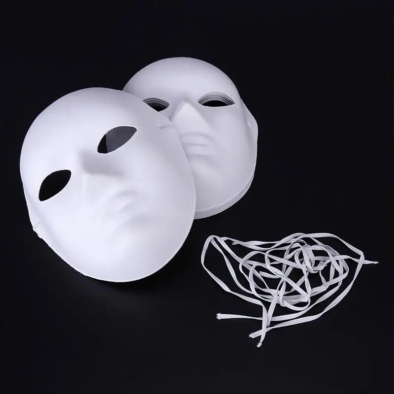 10pcs 백서 마스크 할로윈 마스크 전체 얼굴 일반 마스크 DIY 빈 그림 마스크 가장 무도회 코스프레 파티 소품