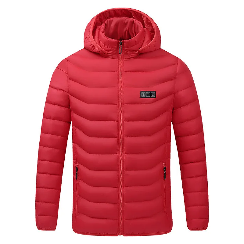 

Winter Hooded Men Parkas Coat Solid Color Hooded Snow Coat Electronic Men Hooded Jacket Electric Warm Jacket Heated Work Jacket