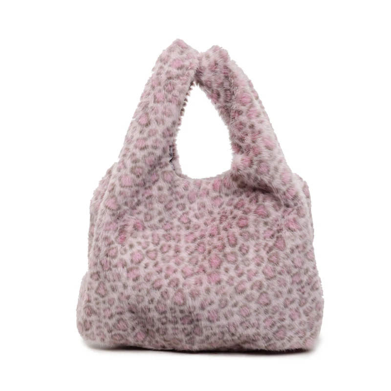 Women Plush Leopard Print Shoulder Bags Cute Underarm Bag for Travel Shopping Everyday Use