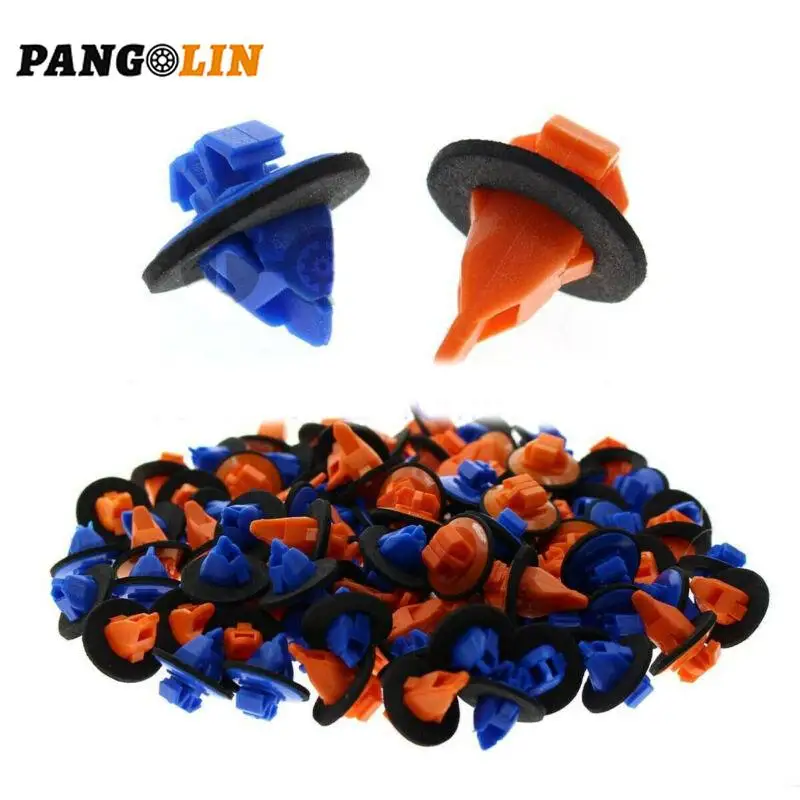 100pcs Orange & Blue Trim Moulding Clips For Toyota 4 Runner Sequoia