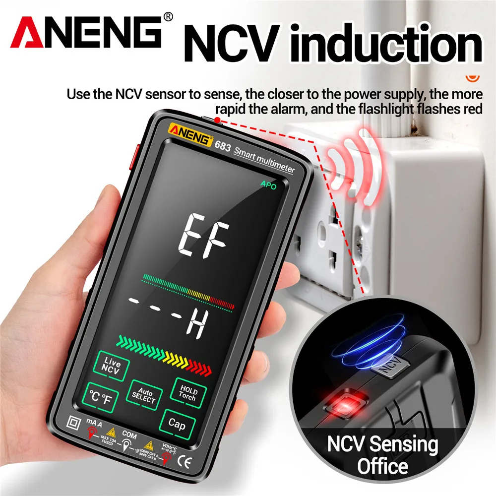 ANENG 683 Smart Multimeter Digital 6000 Counts LCD Screen AC/DC Ammeter Voltage Tester Rechargeable Ohm Diode Tester Tools