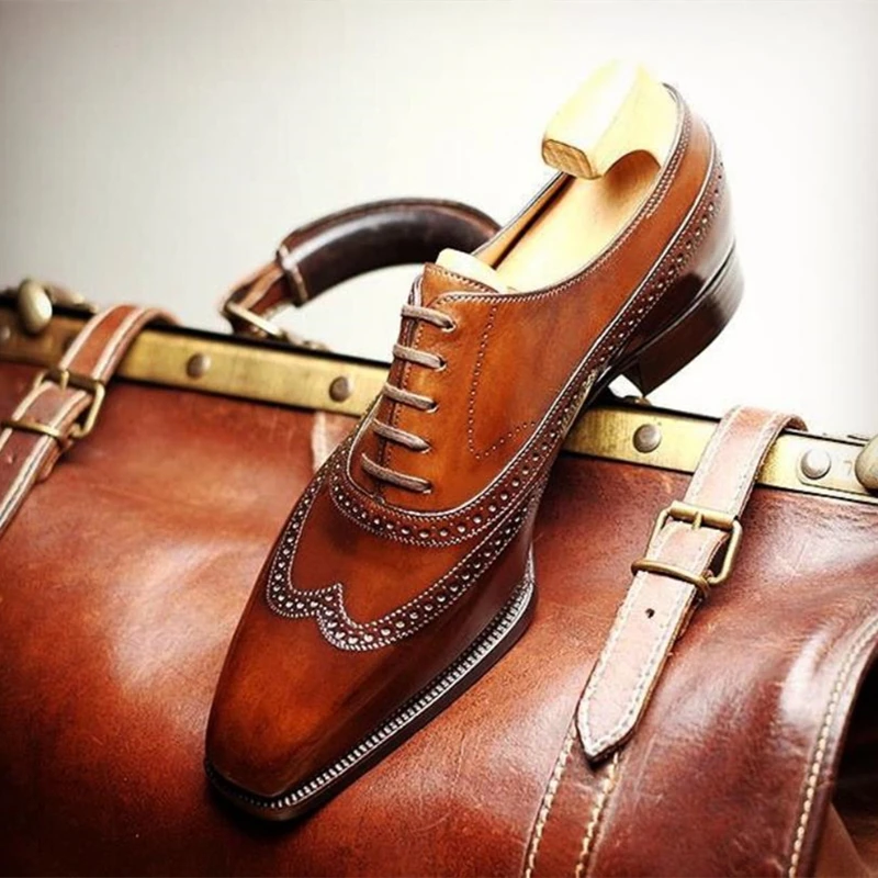 Men-Oxfords-Shoes-Brown-Black-Lace-up-Round-Toe-Wedding-Shoes-for-Men ...