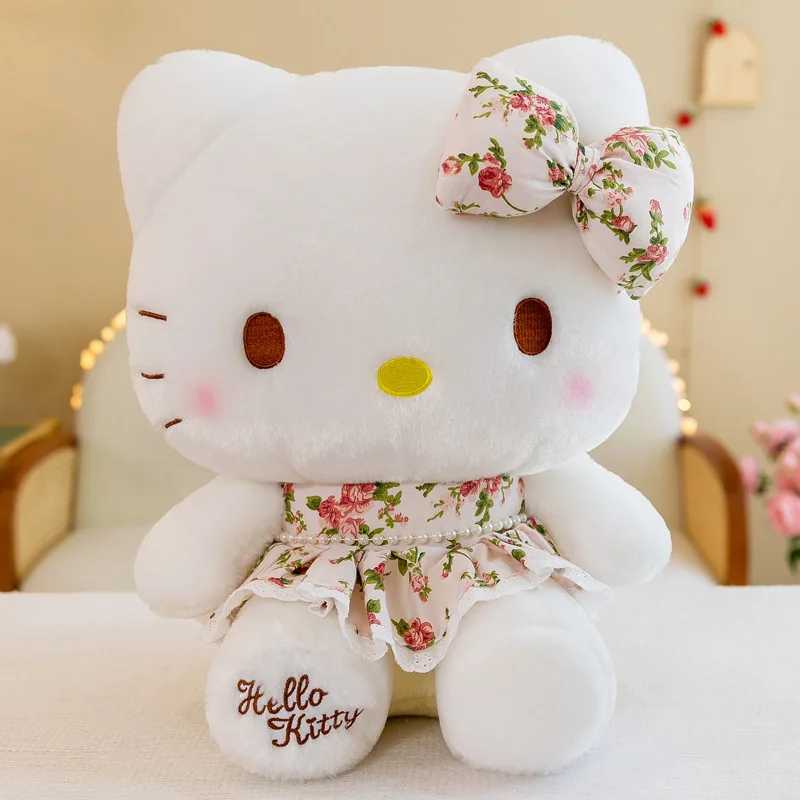 thumbnail image 1 of Sanrio - Juguetes de peluche con forma de Hello Kitty, gato, dibujos animados, almohada bonita, regalo para novia, vestido de flores, regalo de cumpleaños para niños, muñeca decorativa, 1 of 5