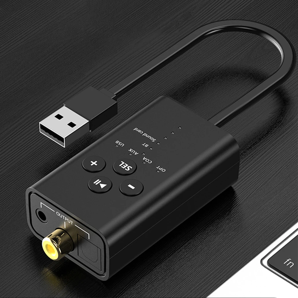 Bluetooth-Compatible 5.2 Stereo Audio Receiver with AUX, Optical, Coaxial, and USB Conversion