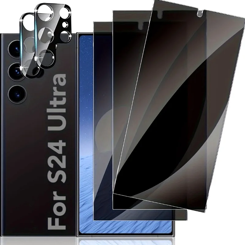 3-pack gehard glas privacyschermbeschermer en 2-pack cameralensbeschermer voor Samsung S24 Edge S25 Ultra S23 S22 S21 S20-serie